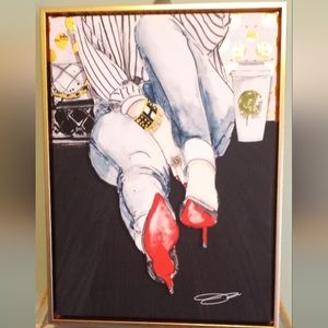 NEW Canvas "coffee" print, mounted in gold frame 16X12